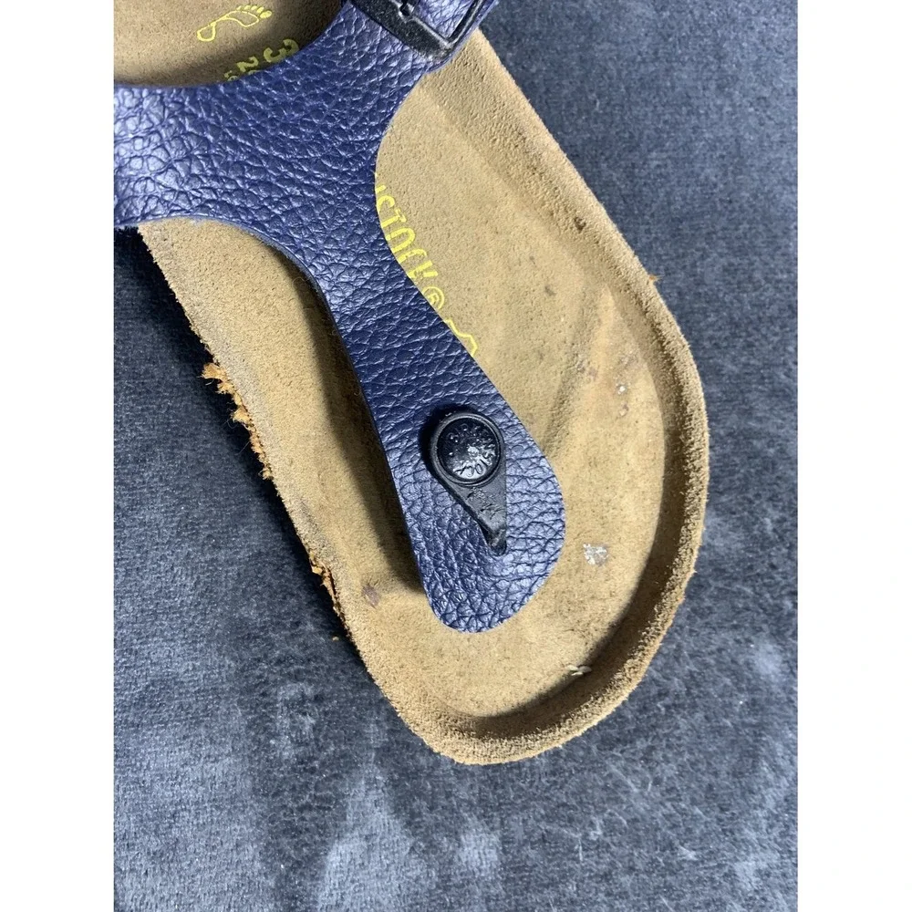 Birkenstock Gizeh Navy Blue Pebbled Leather Thong Sandals Women's 37 EU US 6-6.5